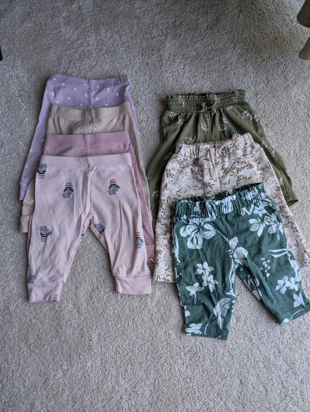 Bundle Of 7 Baby Girl Bottoms, Organic Cotton - 3M
